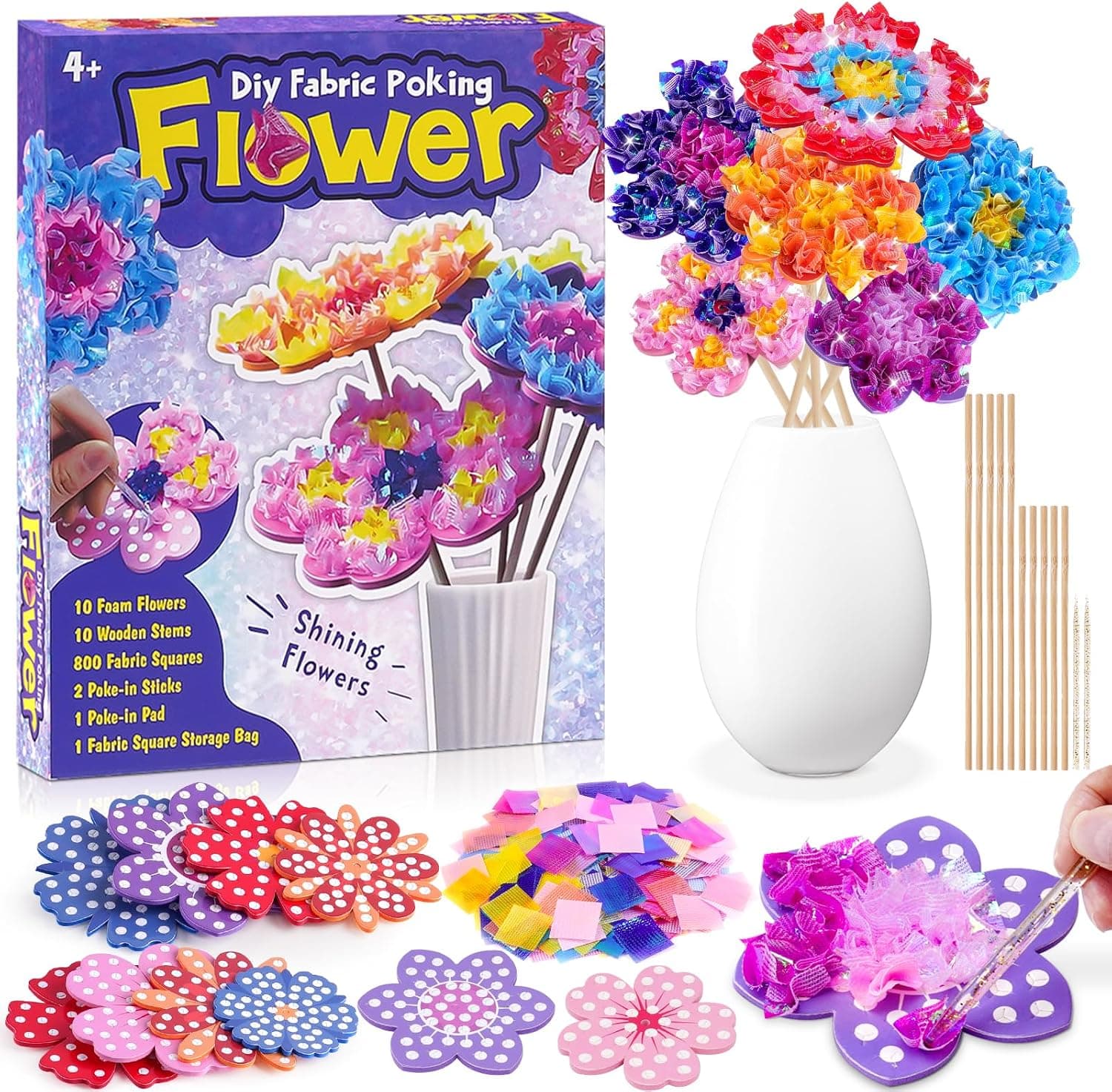 Arts and Craft Kits for Kids Flower Poke-in Art Gifts for Girl Toys Age 5-8 | Gifts for 4 5 6 7 8 Year Old Girls Birthday Presents for Kids Craft Kits Activity Party Favors Art Supplies Educational Toys